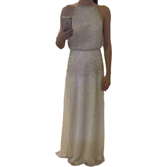 New BHLDN Rian 2 & 12 Off White Embellished Beads Pearls Chiffon Wedding Gown - Picture 2 of 10